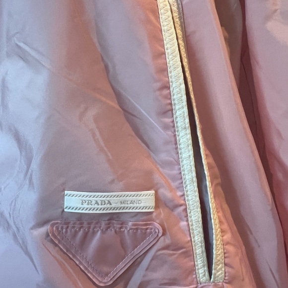 PRADA ReNylon Cropped Jacket Pink w/ White Trim - Picture 5 of 8